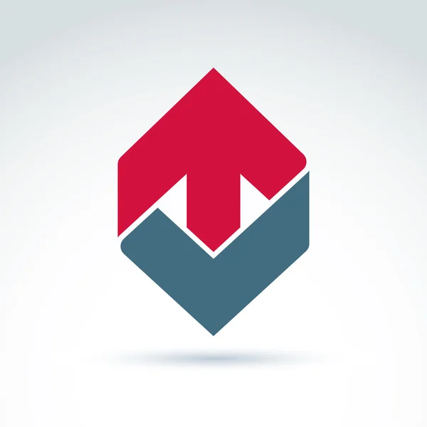 Emblema abstracto con flecha roja hacia arriba — Vector de stock
