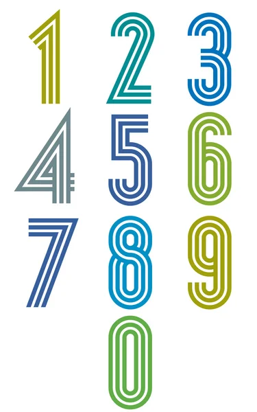 Triple stripes funky numbers set. — Stock Vector