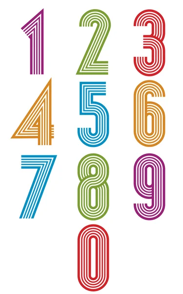 Retro stripes funky numbers set. — Stock Vector