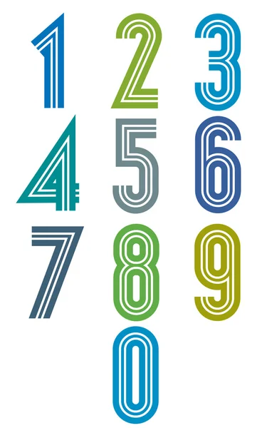 Funky stripes numbers set. — Stock Vector
