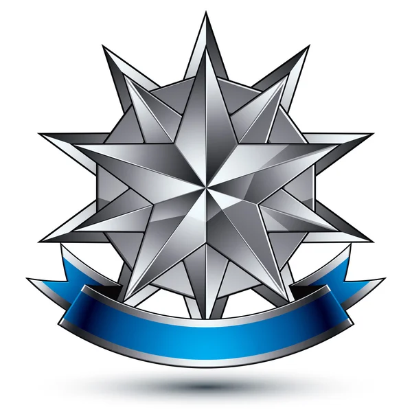 Modelo heráldico com estrela de prata poligonal — Vetor de Stock