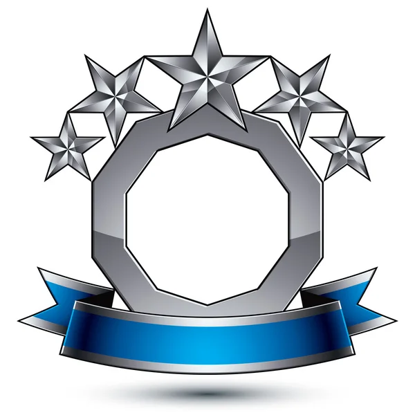 Hochwertiges Emblem mit silber glänzenden Sternen — Stockvektor