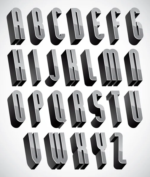 3d шрифт, набор букв — стоковый вектор