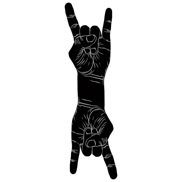 Rock  sign with two hands, rock n roll, hard roc — Stock Vector