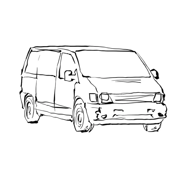 Auto disegnata a mano in bianco e nero — Vettoriale Stock