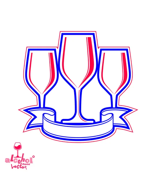 Three goblets with curvy ribbon — 图库矢量图片