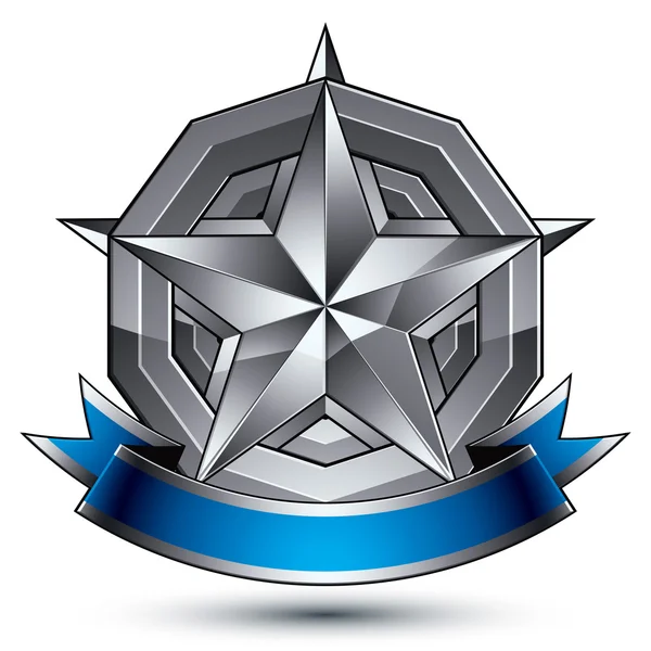 Sophisticated emblem with silver star — ストックベクタ