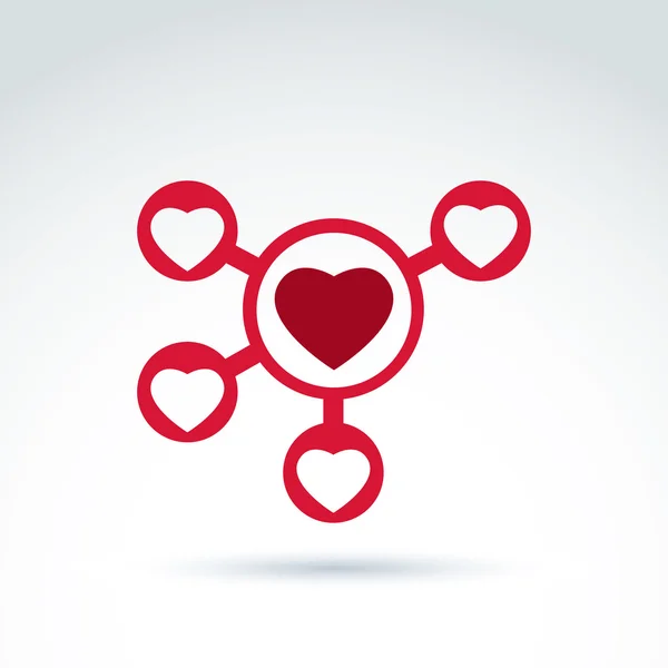 Hearts and connections icon — Stock Vector