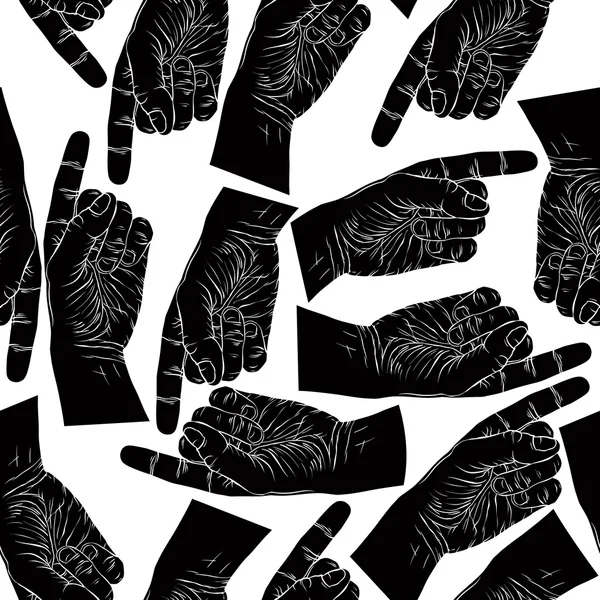 Finger pointing hands seamless pattern — Stock Vector