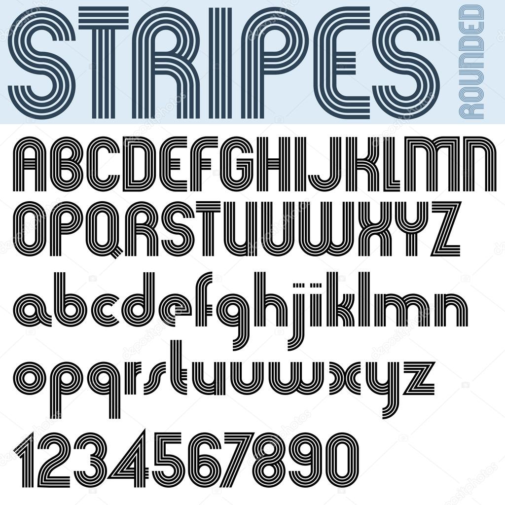 Stripes retro style graphic font
