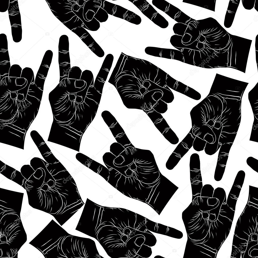 Rock hands seamless pattern