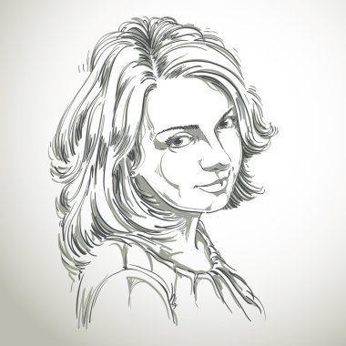 Vector portrait of attractive woman, illustration of good-lookin