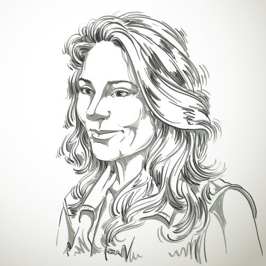 Vektör sanat resim, üzerinde izole güzel rüya kız portresi