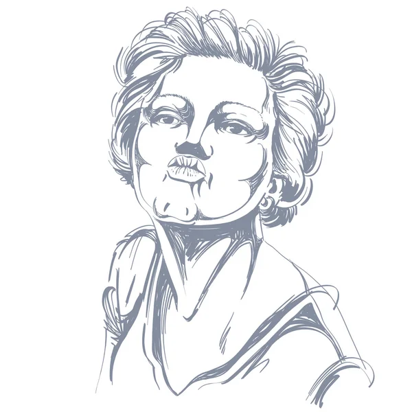 Artistic hand-drawn image, black and white portrait of delicate