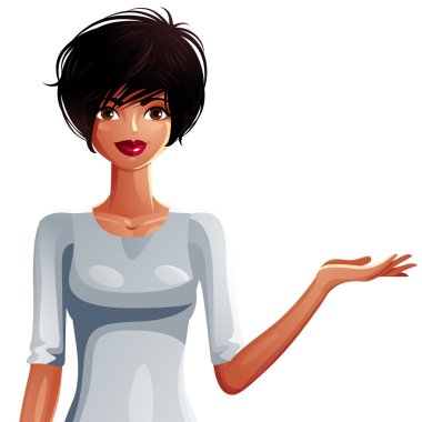 pretty  girl showing something clipart