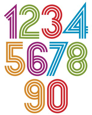 cartoon striped numbers