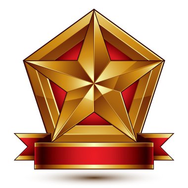 3D altın hanedan blazon pentagonal yıldız