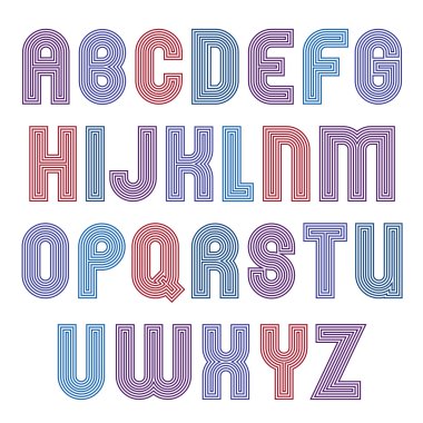 Stripy bright geometric letters