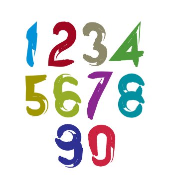 Colorful doodle brush numbers