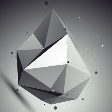 Asymmetric 3D object with lines and dots