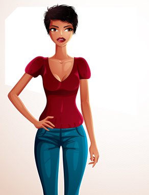 Sexy flirting woman full-length portrait.