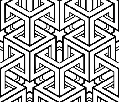 Monochrome abstract geometric seamless pattern clipart