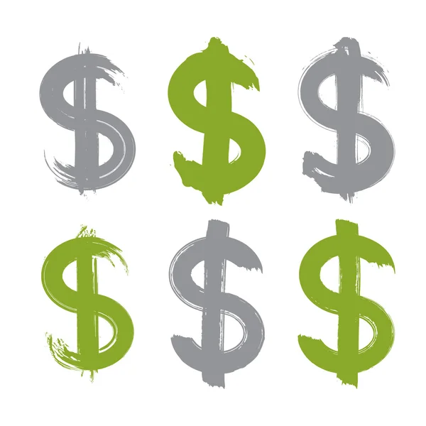 Set of green dollar icons — Stock Vector