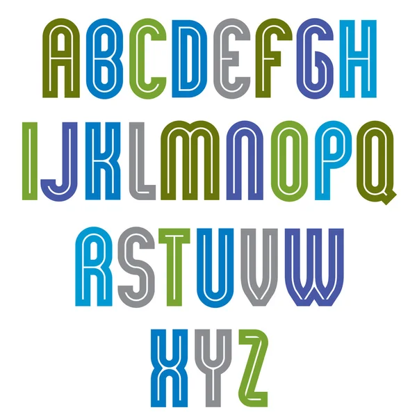 Striped font, geometric bright typeface — ストックベクタ