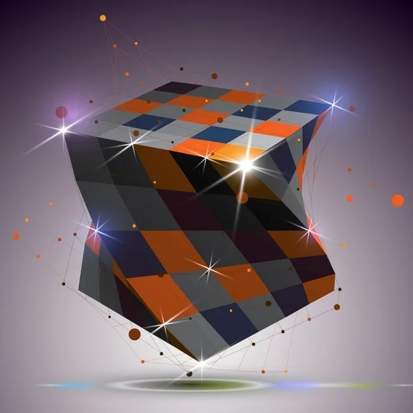 Dimensional twisted glanzende kubus — Stockvector