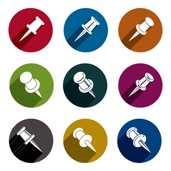 Conjunto de iconos de Push Pins — Vector de stock