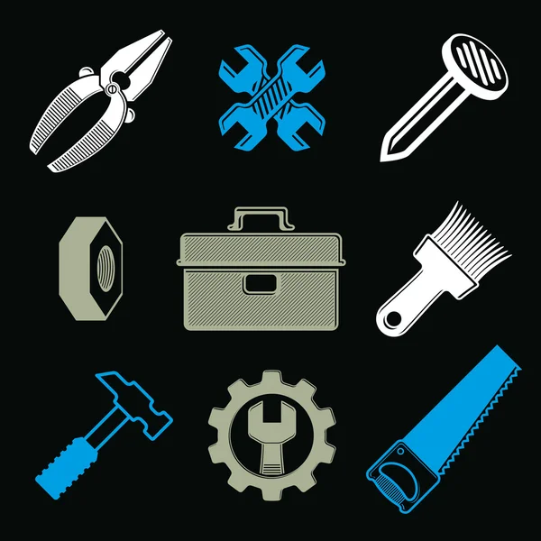 Set of  detailed tools — Stock Vector