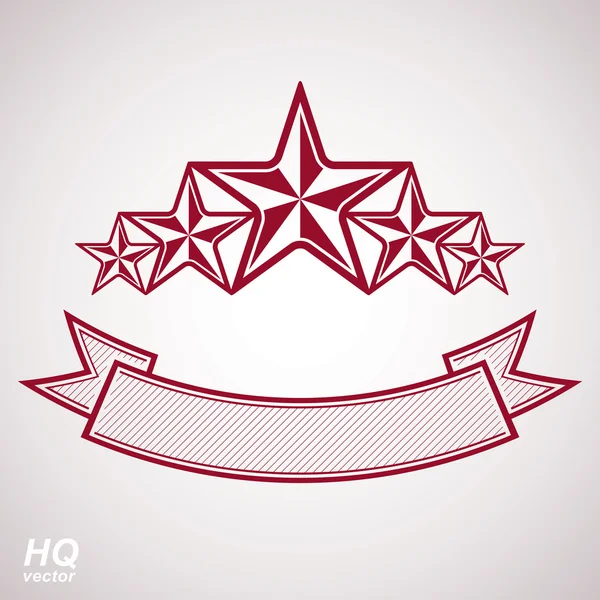 Emblem with five pentagonal stars — Stock Vector