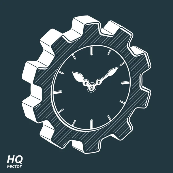 Etro cog wheel and clock with an hour hand, business — Stock Vector