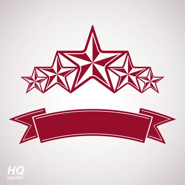 Graphic emblem with five pentagonal stars — Stock Vector