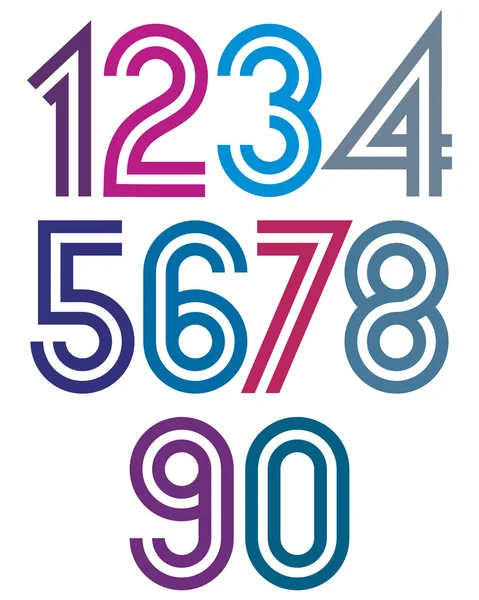 Bright cartoon double striped numbers — Stockvector