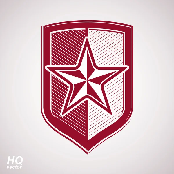 Shield with a red pentagonal Soviet star — Stock Vector