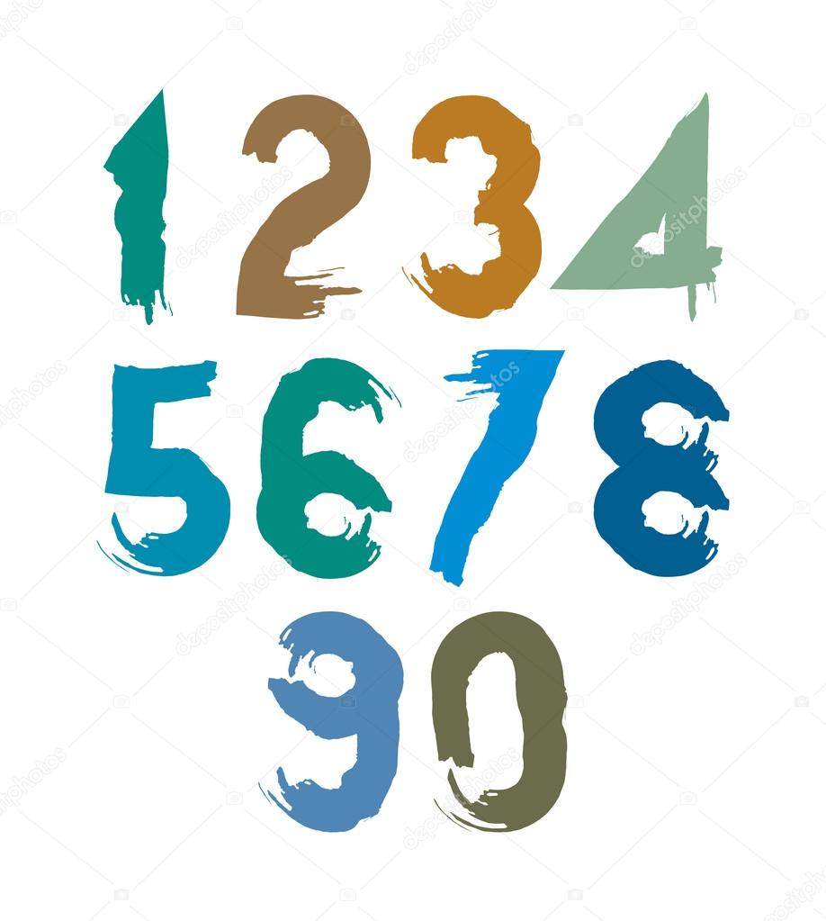 Handwritten colorful numbers