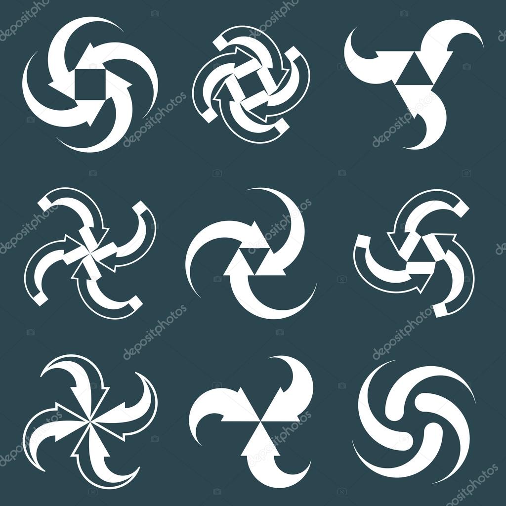 Looping arrows abstract symbol collection, single color c