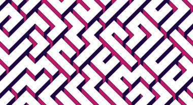 Labirent pürüzsüz arkaplan, 3 boyutlu geometrik sonsuz mantık labirenti, izometrik vektör boyutsal arkaplan.