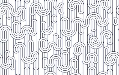 Funk çizgileri pürüzsüz desen, vektör soyut geometrik arkaplan paralel ve eğri çizgiler, Asya tarzı kiremit kaplama duvar kağıdı.