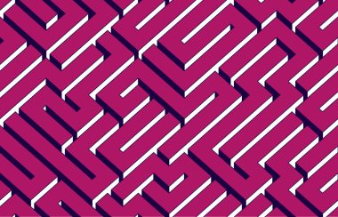 3D labirent kusursuz desen, izometrik labirent duvar kağıdının vektör soyut arka planı, geometrik bloklar yaratıcı kavram, kübik rebus.