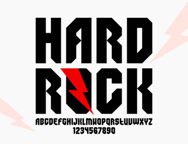 Logolar ve amblemler için kentsel devasa geometrik yazı tipi, asgari güçlü vektör yazı tipi, yuvarlak elemanları olmayan tipografi, sadece köşeler ve düz çizgiler geometri.