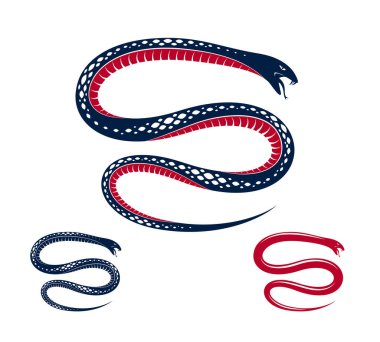 Zehirli yılan vintage dövme, vektör çizim agresif predator sürüngen, ölümcül zehirli yılan sembolü, vintage tarzı illüstrasyon.