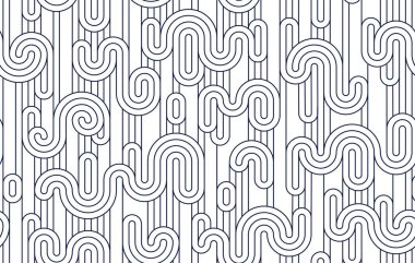 Funk çizgileri pürüzsüz desen, vektör soyut geometrik arkaplan paralel ve eğri çizgiler, Asya tarzı kiremit kaplama duvar kağıdı.