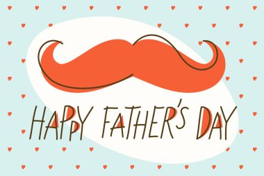 Babalar Günü tebrik kartı vektörü. Komik bıyıklı minimal tasarım..