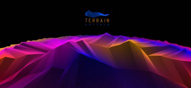 Bilim kurgu vektörü kozmik illüstrasyon, uzay fantastik gezegen 3D çizgi çizimi. Başlık ve metin için kopyalama alanı olan soyut arkaplan olarak kullanılabilir.