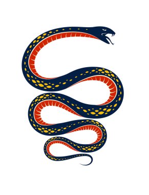 Yılan vektör dövmesi, ölümcül zehir tehlikeli yılan, zehir agresif yırtıcı sürüngen hayvan stili illüstrasyon.