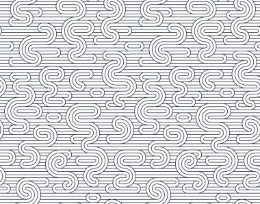 Funk çizgileri pürüzsüz desen, vektör soyut geometrik arkaplan paralel ve eğri çizgiler, Asya tarzı kiremit kaplama duvar kağıdı.