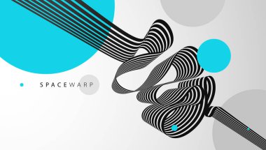 3 boyutlu perspektif ve parlak mavi daireler ile vektör soyut arkaplan çizgili bant, dinamik hız ve hareket.