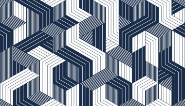 Soyut arkaplan küpleri, 3D bloklu pürüzsüz desen, geometrik doğrusal çokgen duvar kağıdı, izometrik sürreal kübik yapı kalıbı.